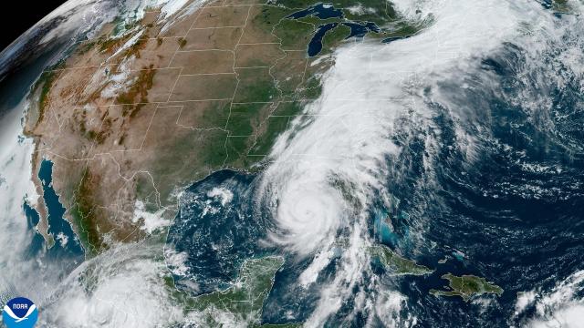 Aerial view of the damage caused by Hurricane Helene in Perry, Florida
